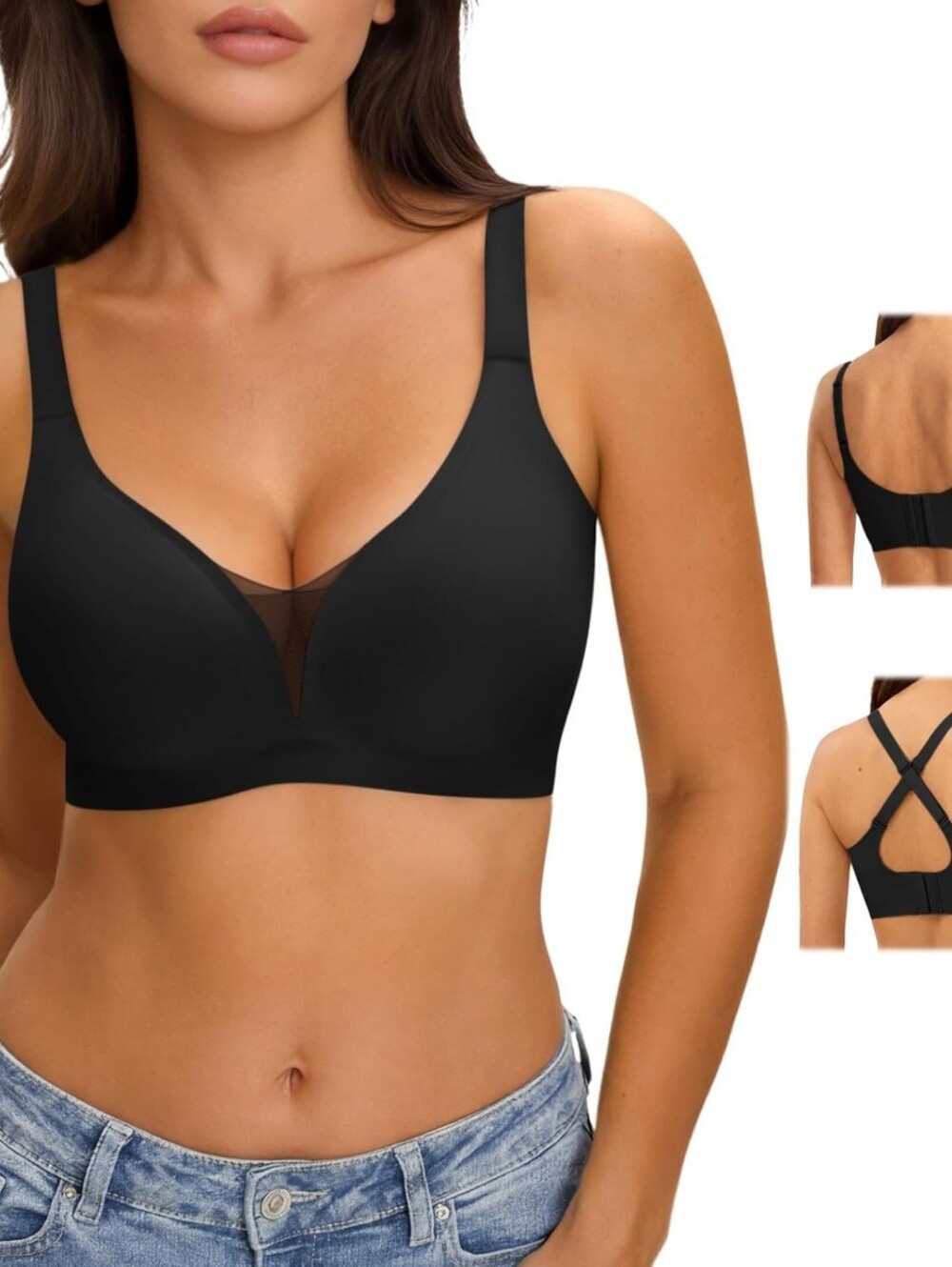LUCKMEEY V Mesh Push Up Bralette